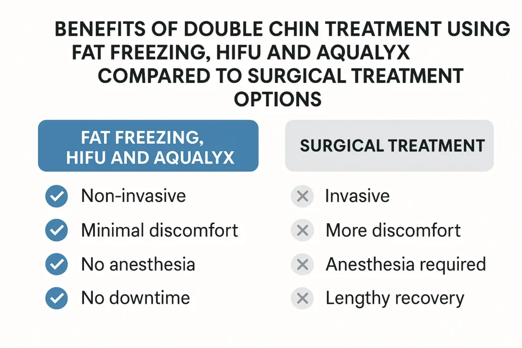 Graphic about the benefits of double chin treatment Derby - from LA LIPO