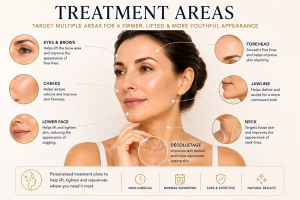 Areas of treatment for the ultimate lift tighten treatment Derby